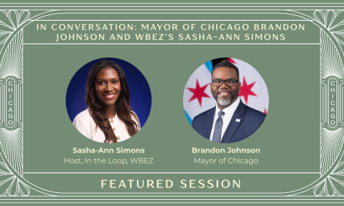Event Flier featuring Sasha-Ann Simons and Mayor of Chicago Brandon Johnson