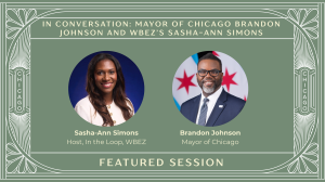 Event Flier featuring Sasha-Ann Simons and Mayor of Chicago Brandon Johnson